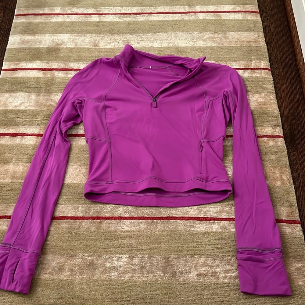Bright Purple Cropped Lululemon Quarter Zip, 6